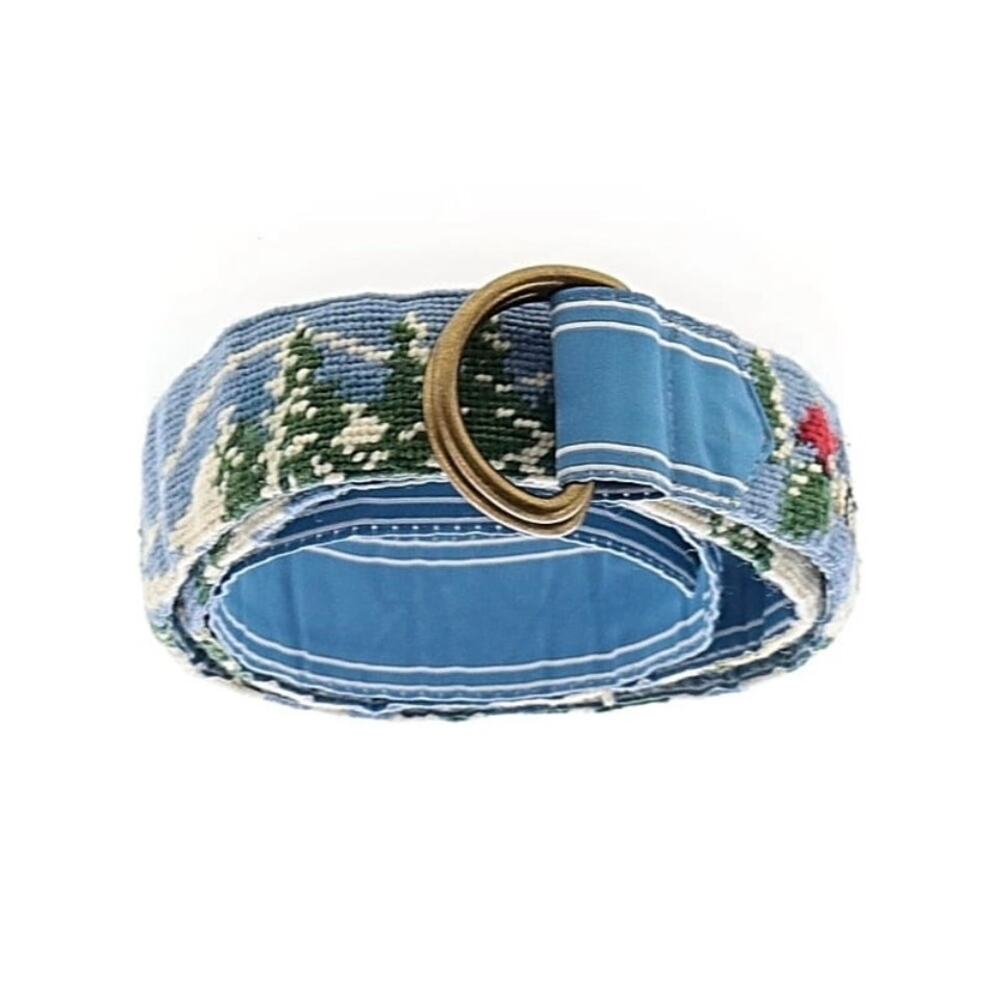 L.L. Bean Needlepoint Alpine Winter D-Ring Belt Sz L-XL Wool